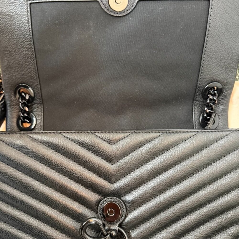 Rebecca Minkoff Black Quilted Leather Chain Shoulder Bag - Picture 2 of 6